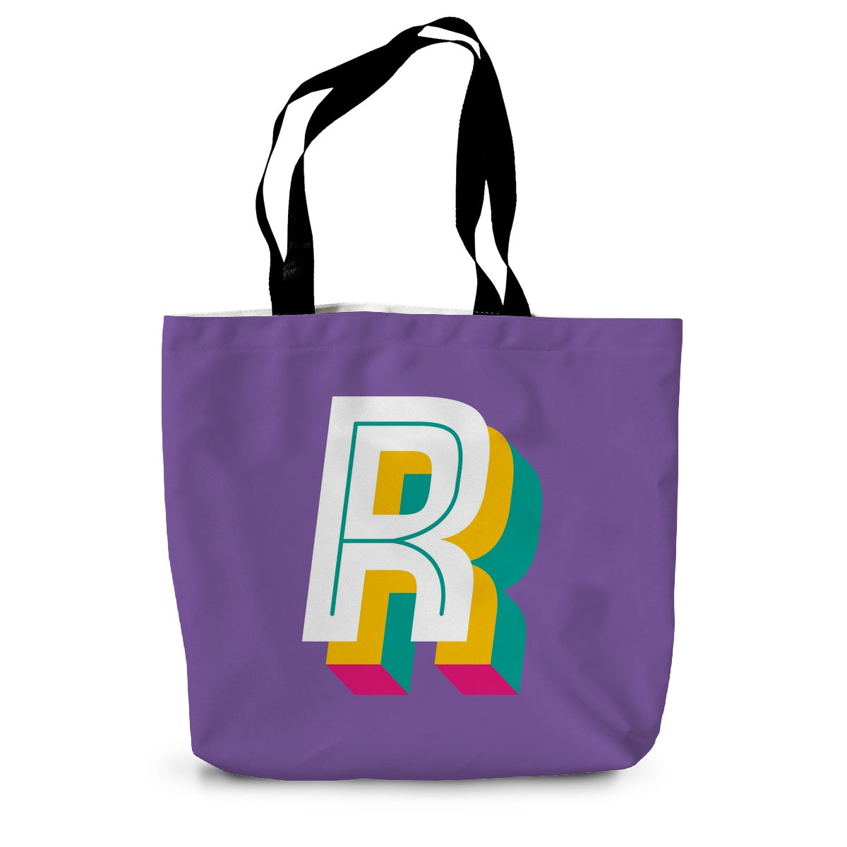 R - Bright monogram - Canvas Tote Bag in Purple