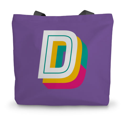 D - Bright monogram - Canvas Tote Bag in Purple