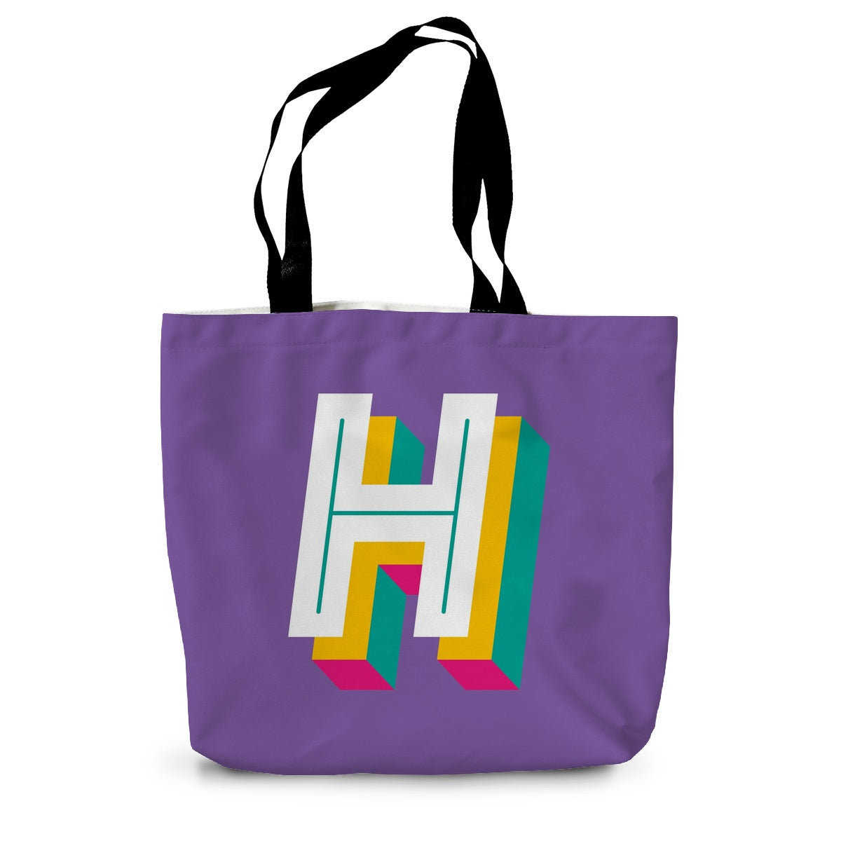 H - Bright monogram - Canvas Tote Bag in Purple