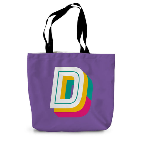 D - Bright monogram - Canvas Tote Bag in Purple
