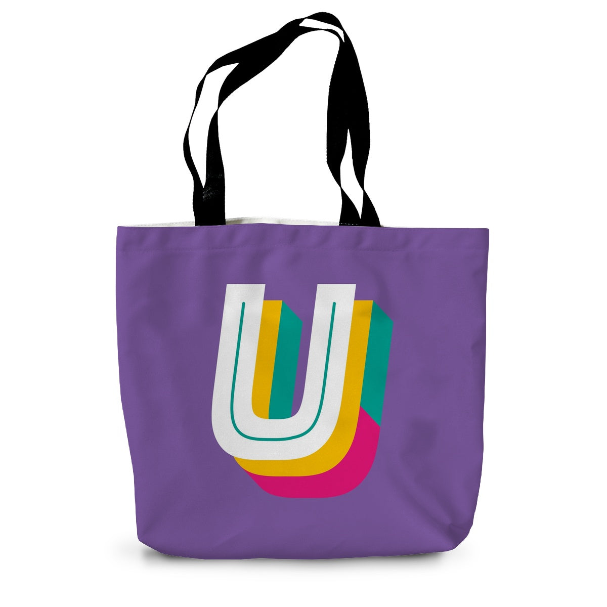 U - Bright monogram - Canvas Tote Bag in Purple