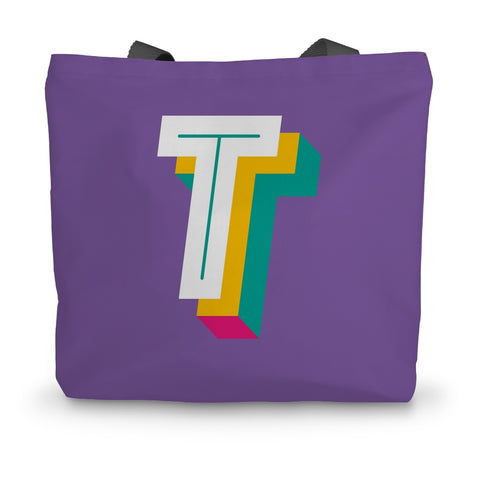 T - Bright monogram - Canvas Tote Bag in Purple