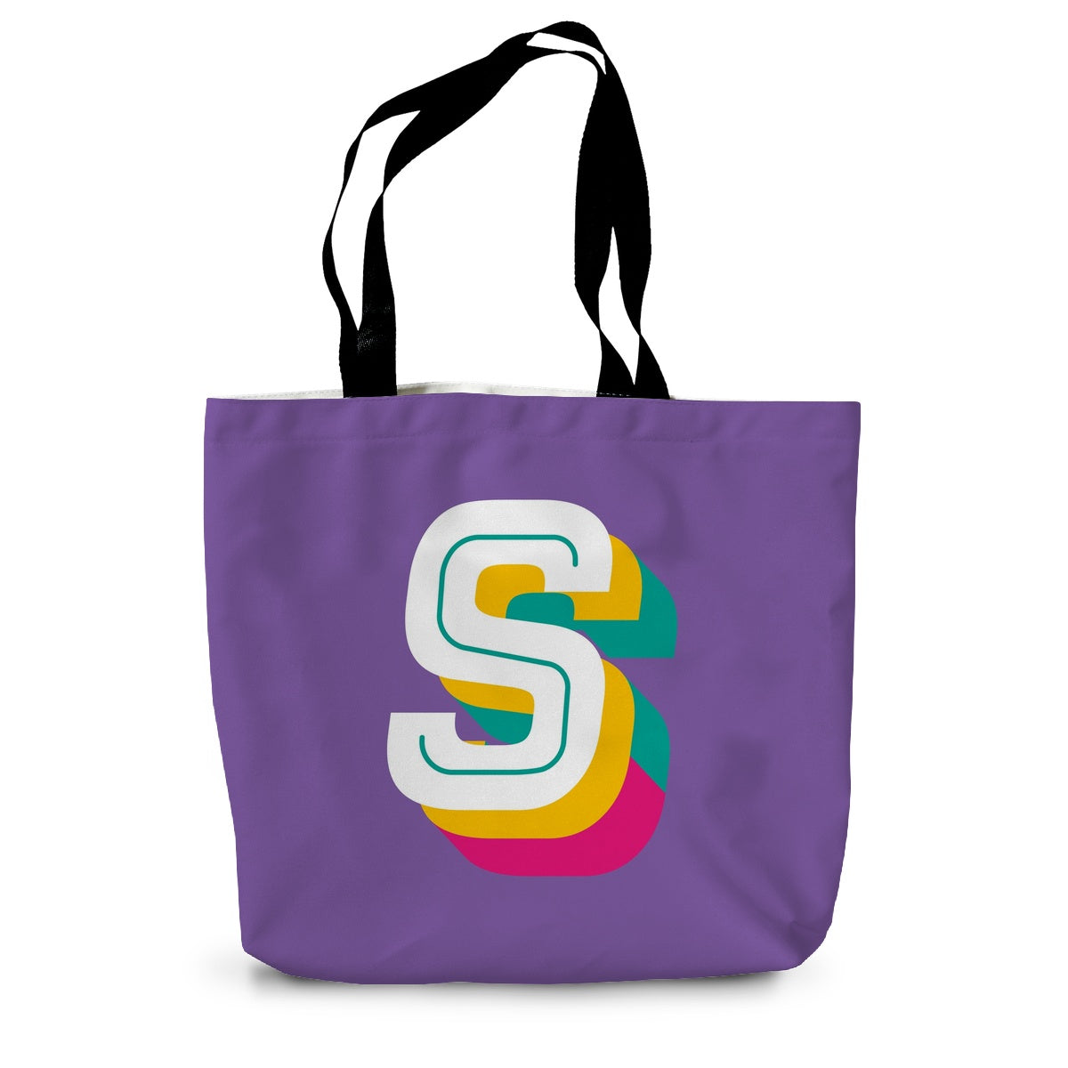 S - Bright monogram - Canvas Tote Bag in Purple