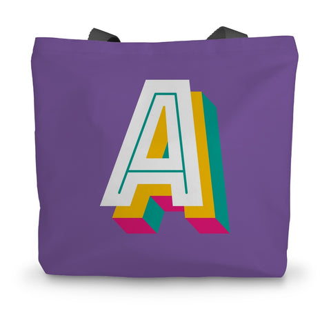 A - Bright Monogram Canvas Tote Bag in Purple