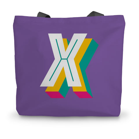 X - Bright monogram - Canvas Tote Bag in Purple