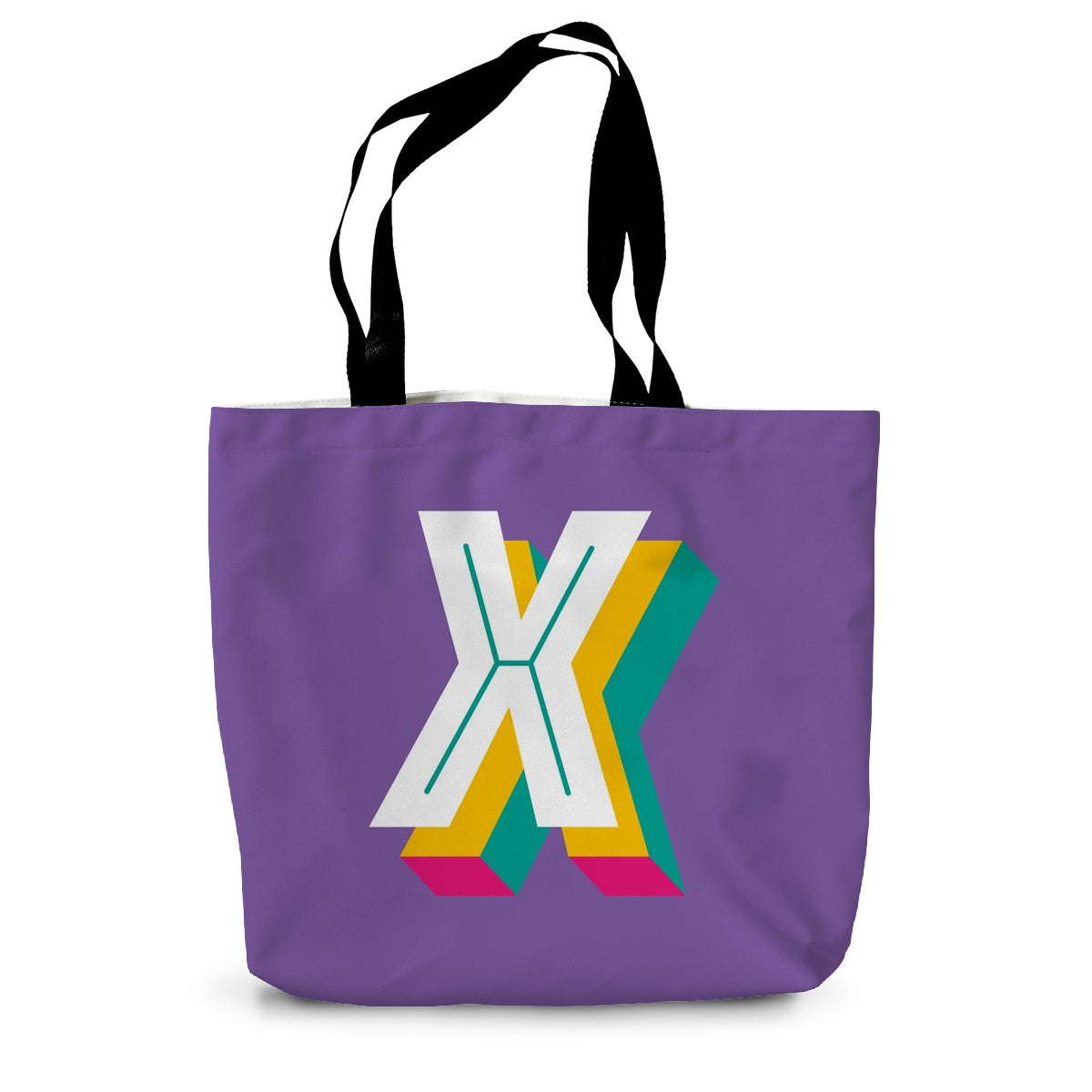 X - Bright monogram - Canvas Tote Bag in Purple