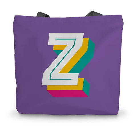 Z - Bright monogram - Canvas Tote Bag in Purple