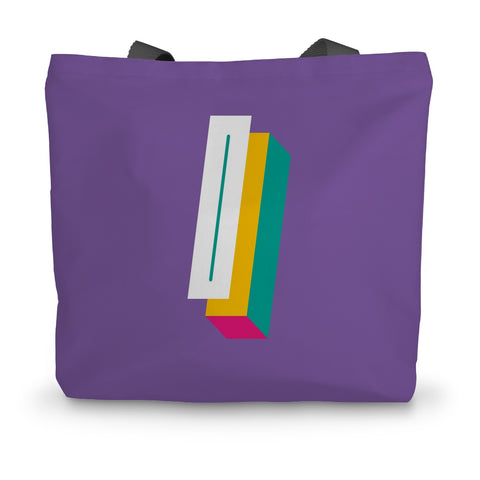 I - Bright monogram - Canvas Tote Bag in Purple