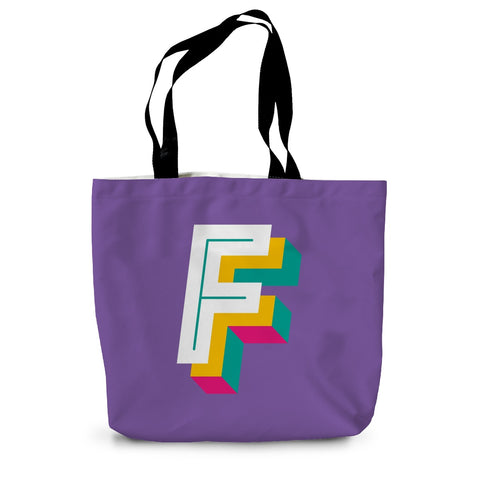 F - Bright monogram - Canvas Tote Bag in Purple