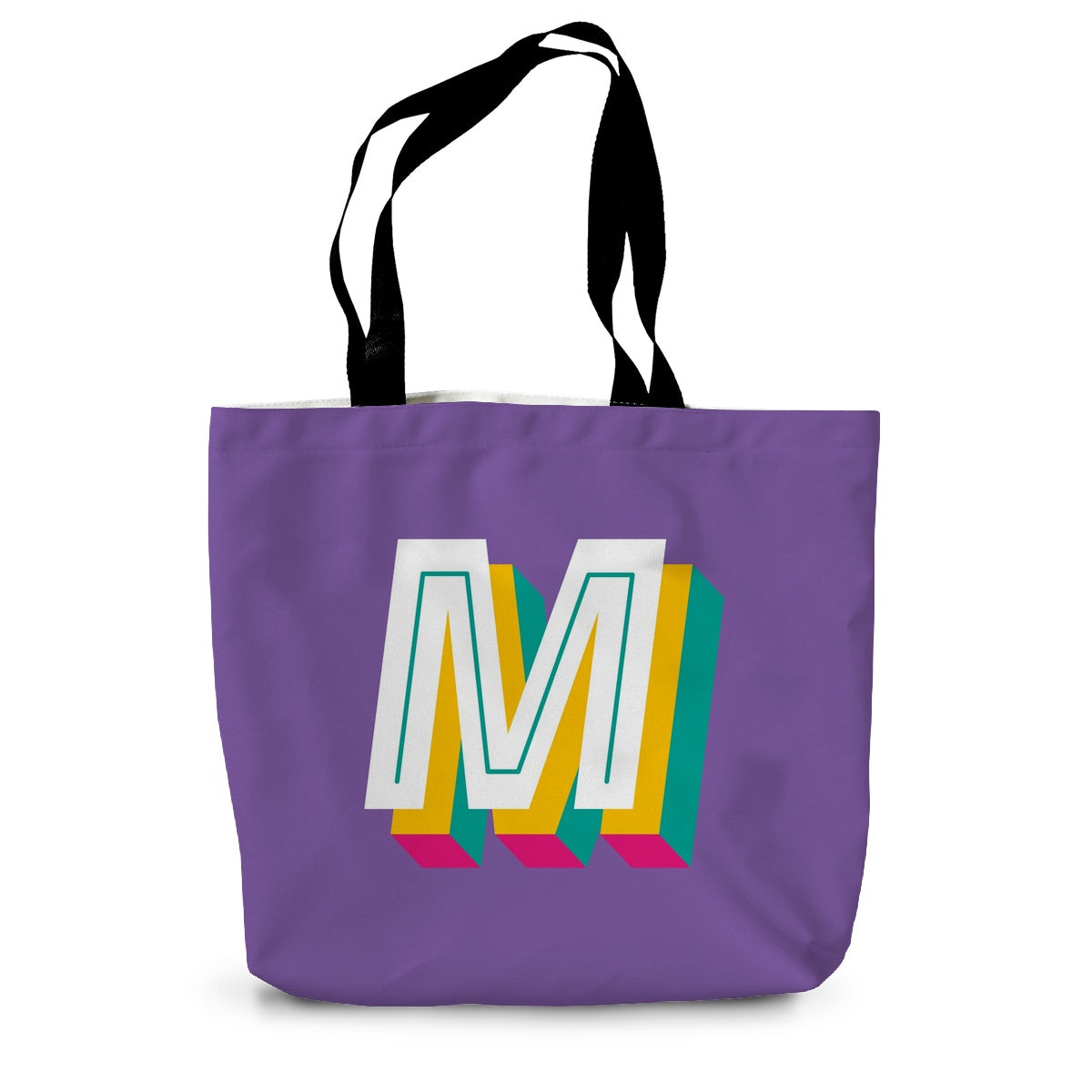 M - Bright monogram - Canvas Tote Bag in Purple