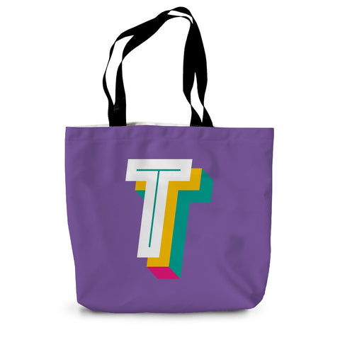 T - Bright monogram - Canvas Tote Bag in Purple