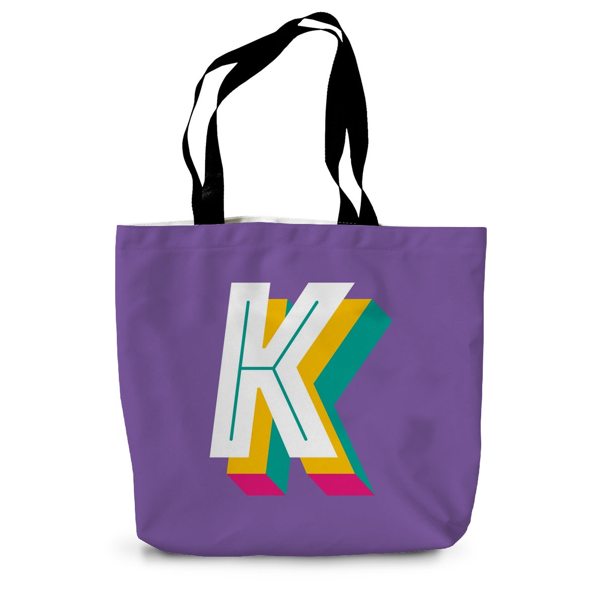 K - Bright monogram - Canvas Tote Bag in Purple