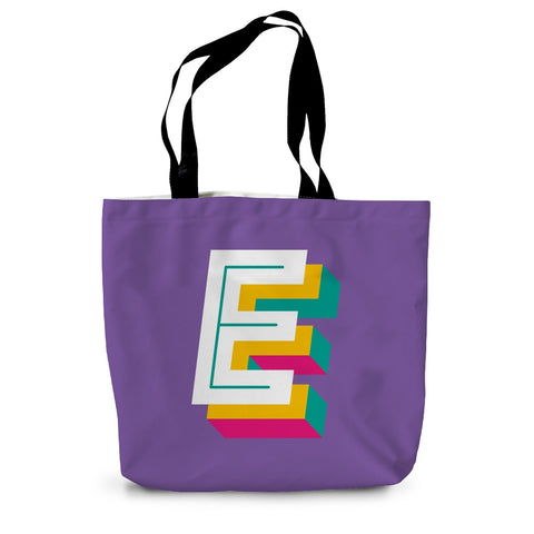 E - Bright monogram - Canvas Tote Bag in Purple