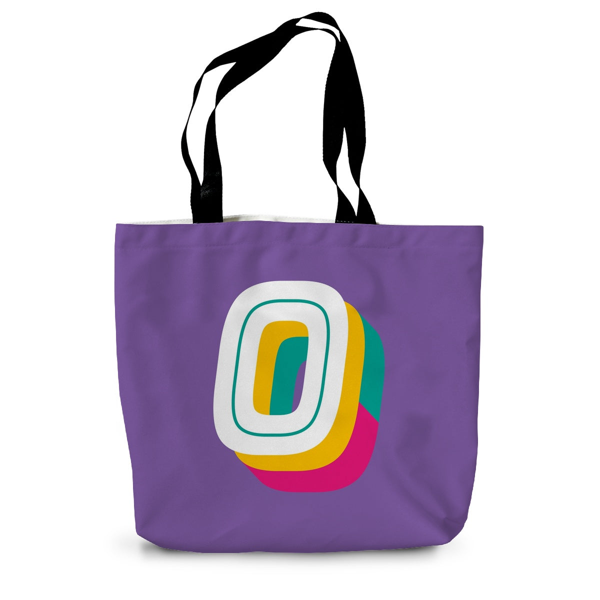 O - Bright monogram - Canvas Tote Bag in Purple