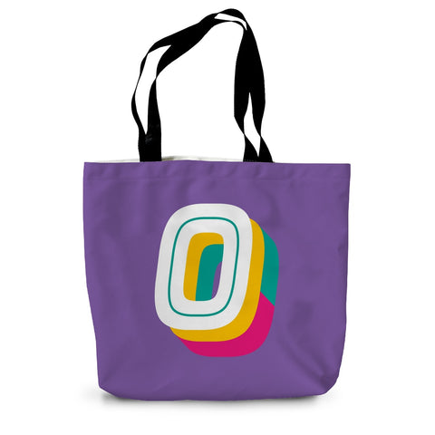 O - Bright monogram - Canvas Tote Bag in Purple