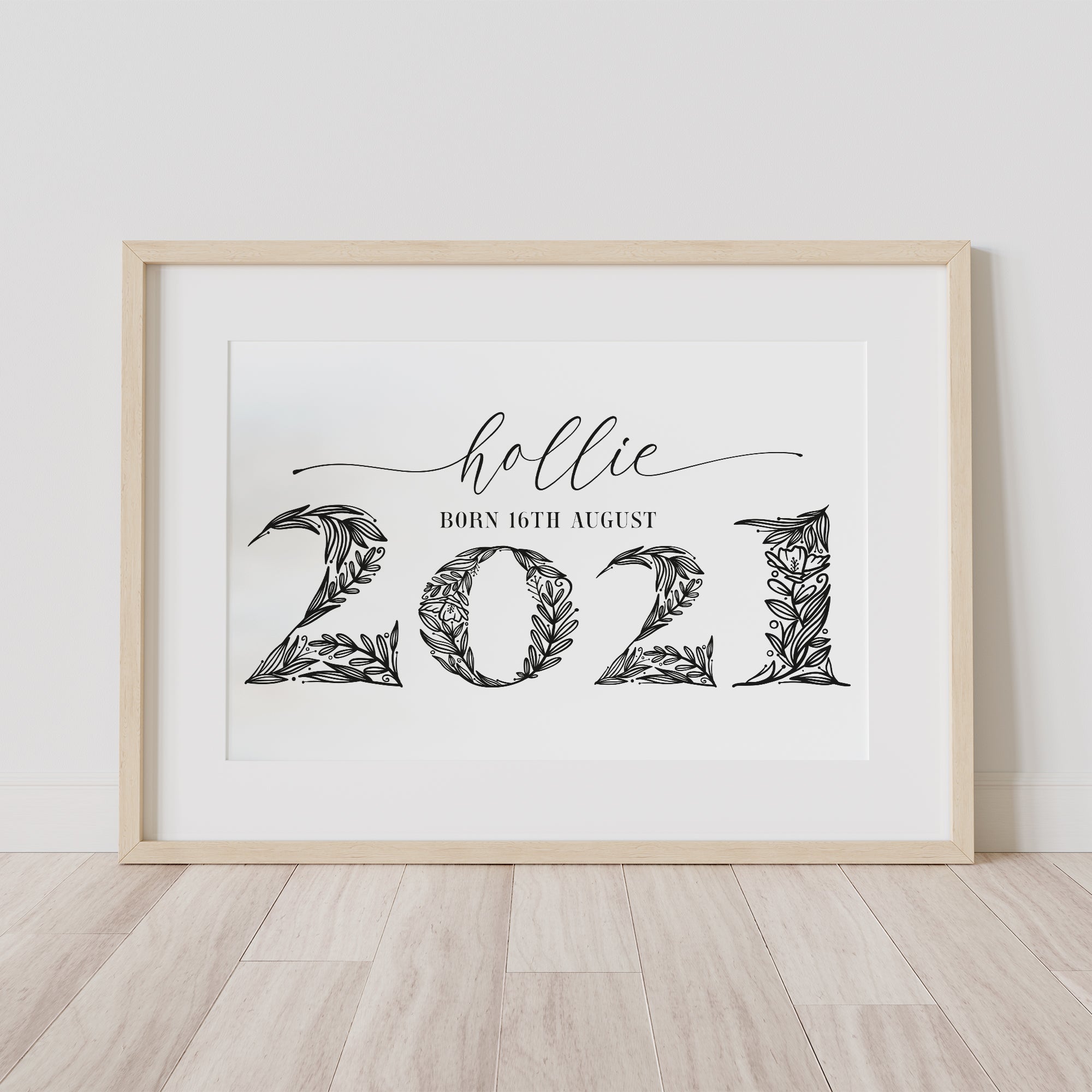 Personalised Floral Birth Date and Year Print