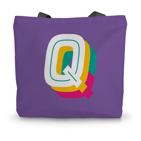 Q - Bright monogram - Canvas Tote Bag in Purple