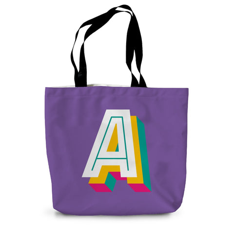 A - Bright Monogram Canvas Tote Bag in Purple