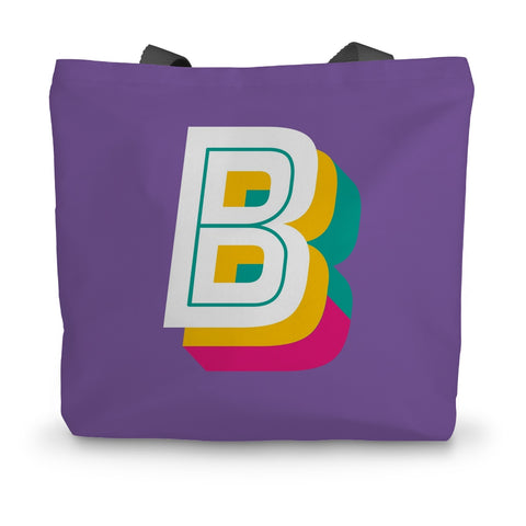 B - Bright Monogram - Canvas Tote Bag in Purple
