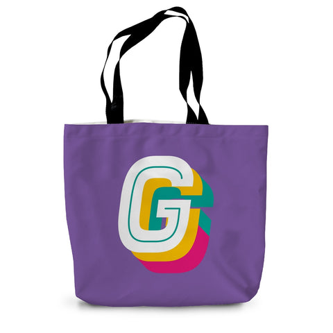 G - Bright monogram - Canvas Tote Bag in Purple