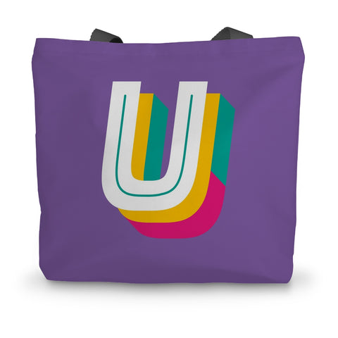 U - Bright monogram - Canvas Tote Bag in Purple