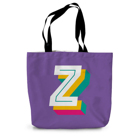 Z - Bright monogram - Canvas Tote Bag in Purple