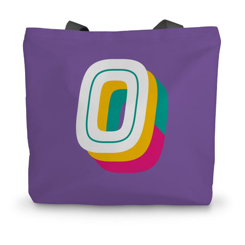 O - Bright monogram - Canvas Tote Bag in Purple