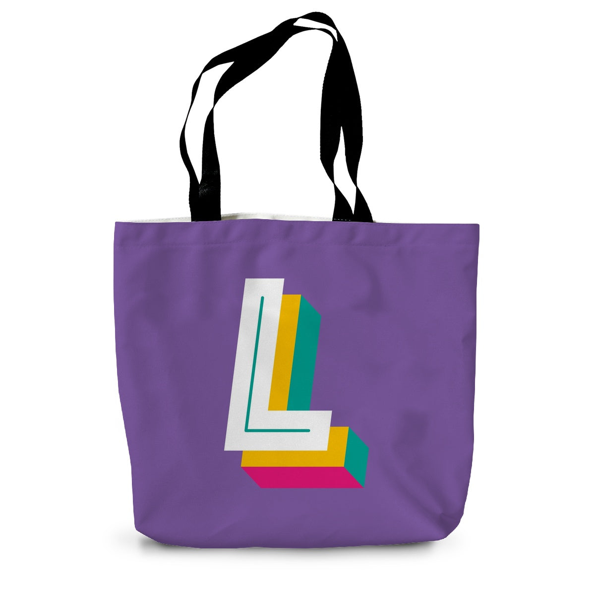 L - Bright monogram - Canvas Tote Bag in Purple