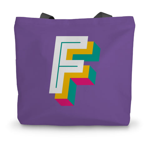 F - Bright monogram - Canvas Tote Bag in Purple