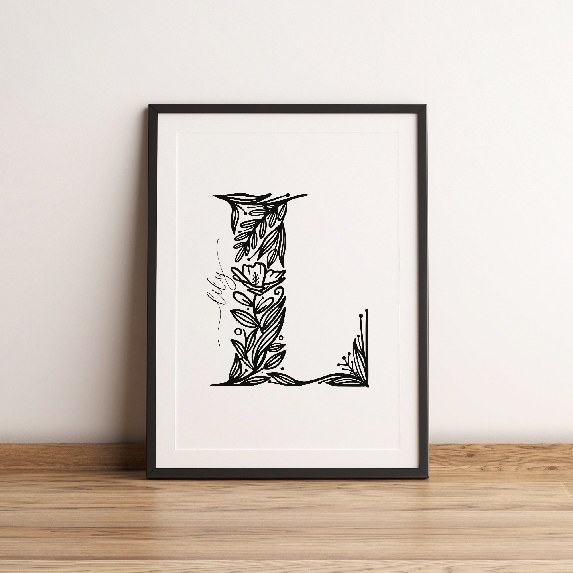 Personalised Floral Monogram Letter Art Print