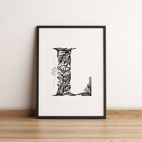 Personalised Floral Monogram Letter Art Print