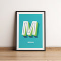 Personalised Monogram Letter Art Print - Blue