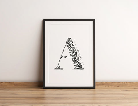 Personalised Floral Monogram Letter Art Print